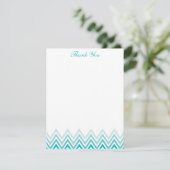 Chic Aqua Ombre Chevrons Mitteilungskarten (Stehend Vorderseite)