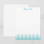 Chic Aqua Ombre Chevrons Mitteilungskarten (Vorne/Hinten)