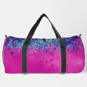 Chic aqua pink iridescent Glitzer Monogramm gedruc Duffle Bag (Rückseite)