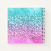 Chic Aqua Pink Unicorn Glitzer Glasmonogramm Notizblock (Rückseite)