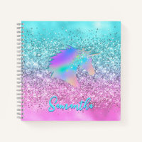 Chic Aqua Pink Unicorn Glitzer Glasmonogramm