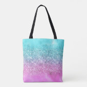 Chic Aqua Pink Unicorn Glitzer Glasmonogramm Tasche (Rückseite)