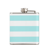 Chic Aqua Stripes Feminine Flora Name Flachmann (Rückseite)