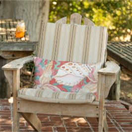 Chic Aqua Türkis Coral Red Seashells Muster Kissen Für Draußen