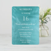 Chic Aqua Turquoise Blue Glam Birthday Einladung (Stehend Vorderseite)