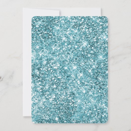 Chic Aqua Turquoise Blue Glam Birthday Einladung (Rückseite)