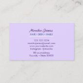 Chic Aqua und Violet Lilac Shimmer Glitzer Visitenkarte (Rückseite)