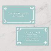 Chic Aqua und White Greece Key Visitenkarte (Vorne/Hinten)