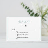 Chic Aqua und White Wedding RSVP Karte (Stehend Vorderseite)
