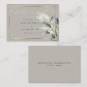 Chic Aquamarin Anthurium und Elfenbein Pampas Gras Visitenkarte (Vorne/Hinten)