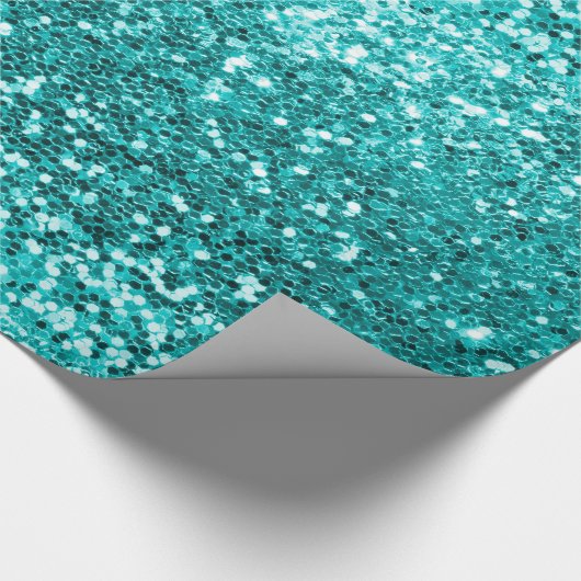 Chic Aquamarin Aqua Glitzer Sparkle Luxus Geschenkpapier (Ecke)