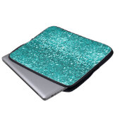 Chic Aquamarin Aqua Turquoise Glitzer Sparkone Laptopschutzhülle (Vorne Knopf)
