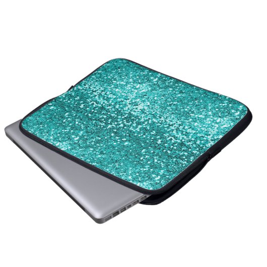 Chic Aquamarin Aqua Turquoise Glitzer Sparkone Laptopschutzhülle (Vorne Knopf)