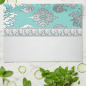 Chic Aquamarin Blue Damask Küchentücher (Gefaltet)