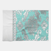 Chic Aquamarin Blue Damask Küchentücher (Horizontal)