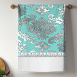Chic Aquamarin Blue Damask Küchentücher<br><div class="desc">Elegante aquamarine,  blaue Damast Küchenhandtücher. Diese eleganten,  aquamarinen,  blauen Damast-Handtücher sind perfekt für den Alltag und machen sie zu einem großartigen Geschenk!</div>
