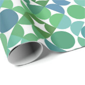 Chic Aquamarin Blue Kleeblatt Green Circles Art Pa Geschenkpapier (Rolleneckpunkt)