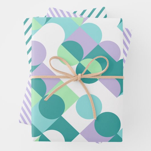Chic Aquamarin Blue Mint Green Circles Art Pattern Geschenkpapier Set (Beispiel)
