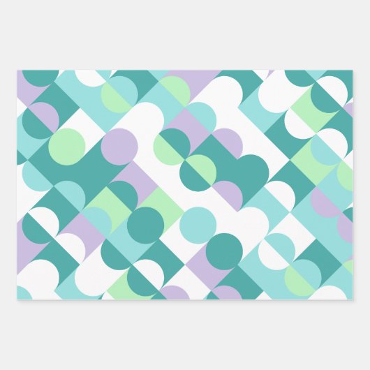 Chic Aquamarin Blue Mint Green Circles Art Pattern Geschenkpapier Set (Vorderseite)