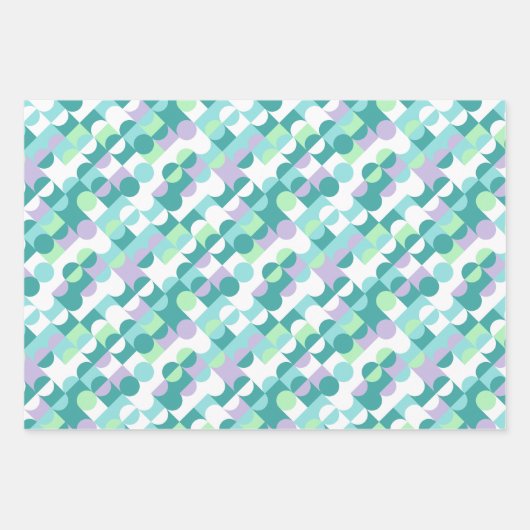 Chic Aquamarin Blue Mint Green Circles Art Pattern Geschenkpapier Set (Vorderseite 3)