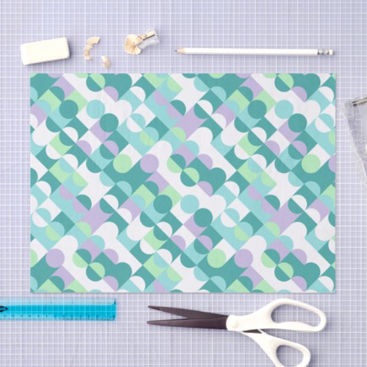 Chic Aquamarin Blue Mint Green Circles Art Pattern Seidenpapier (Handwerk)