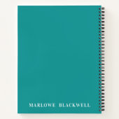 Chic Aquamarin Blue Monogram Silver Glitzer Notizblock (Rückseite)