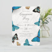Chic Aquamarin Blue Painted Butterfly Engagement P Einladung (Stehend Vorderseite)