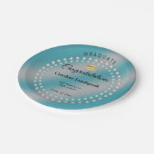 Chic Aquamarin Blue & Pearls Metal Brushed Abschlu Pappteller (Schrägansicht)