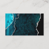 Chic Aquamarin Blue Silver Agate Wedding Escort Platzkarte (Rückseite)
