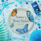 Chic Aquamarin Blue Watercolor Butterfly Wedding Pappteller (Party)