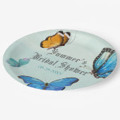Chic Aquamarin Blue Watercolor Butterfly Wedding Pappteller (Schrägansicht)