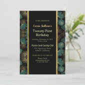 Chic Aquamarin Botanical Birthday Einladung (Stehend Vorderseite)