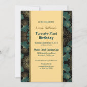 Chic Aquamarin Botanical Birthday Einladung (Vorderseite)