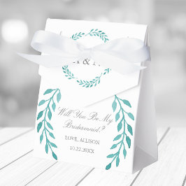 Chic Aquamarin Botanical wirst du meine Bridesmaid Geschenkschachtel