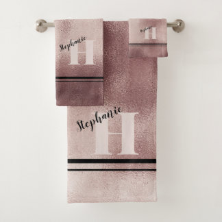 Chic Aquamarin Brushed Metal Mit Monogramm Elegant Badhandtuch Set