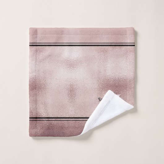 Chic Aquamarin Brushed Metal Mit Monogramm Elegant Badhandtuch Set (Waschlappen)