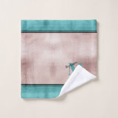 Chic Aquamarin Brushed Metal Mit Monogramm Elegant Badhandtuch Set (Waschlappen)