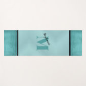 Chic Aquamarin Brushed Metal Mit Monogramm Elegant Yogamatte (Vorderseite (Horizontal))