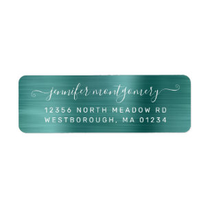 Chic Aquamarin Brushed Metal Rücksendeadresse