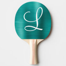 Chic Aquamarin Brushed Metal White Monogram