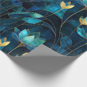 Chic aquamarin Chrysanthemum Geschenkpapier (Ecke)