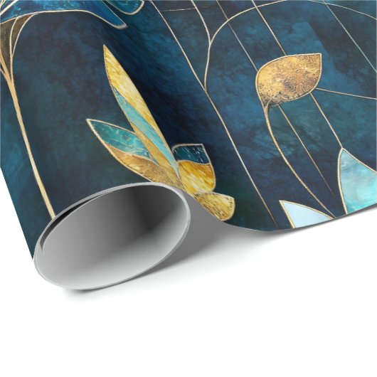 Chic aquamarin Chrysanthemum Geschenkpapier (Rolleneckpunkt)