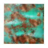 Chic Aquamarin Copper Boho Fliese (Vorderseite)