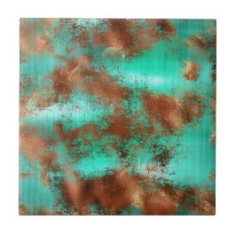 Chic Aquamarin Copper Boho Fliese