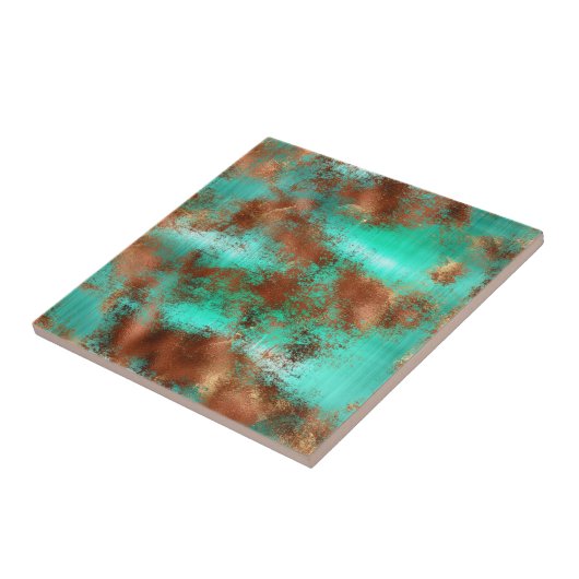 Chic Aquamarin Copper Boho Fliese (Seite)
