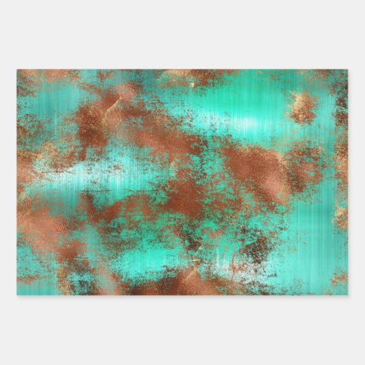 Chic Aquamarin Copper Boho Geschenkpapier Set (Vorderseite)