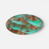 Chic Aquamarin Copper Boho Pappteller (Schrägansicht)