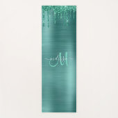 Chic Aquamarin Driving Glitzer Monogram Name Yogamatte (Vorderseite)