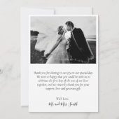 Chic Aquamarin Elegante Script 3 Foto Collage Wedd Dankeskarte (Rückseite)