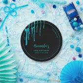 Chic Aquamarin Glitzer Tropfen Sweet 16 Geburtstag Pappteller (Party)
